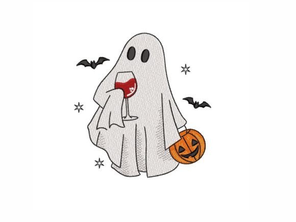 Review: Ghost with Glass of Wine Embroidery Design