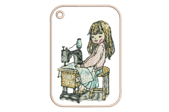 Sewing Girl: A Charming Embroidery Design for Handmade Gifts